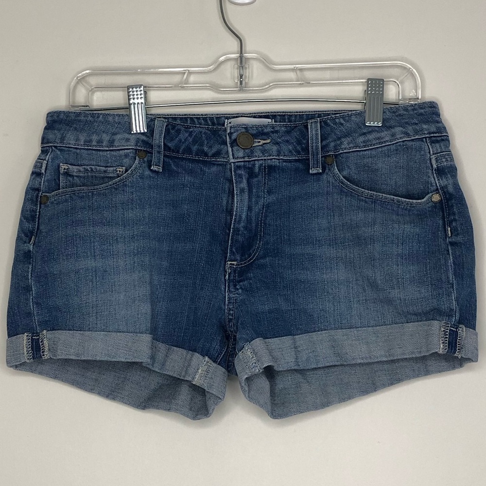 PAIGE Jimmy Jimmy Short Medium Wash Denim Cuffed Shorts Size 27